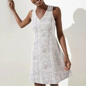 LOFT Sleeveless Floral Print Knit Jacquard Flare A-Line Dress